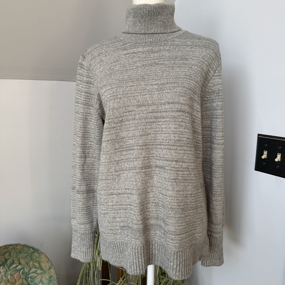 J. Crew Mercantile Women’s Space-Dyed Turtleneck Sweater‎ Size L Heather Gray